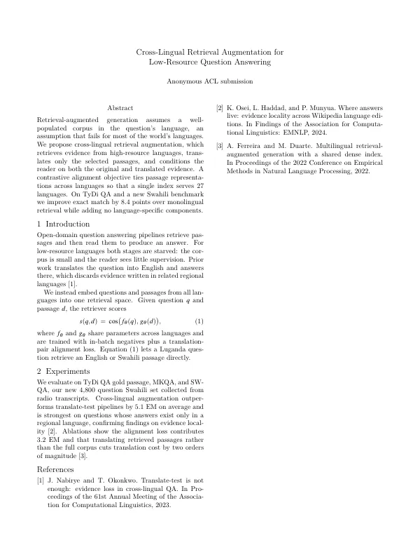 Compiled first page of the ACL Style Paper template