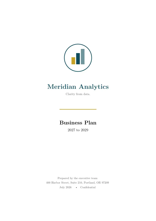 Compiled first page of the Business Plan template