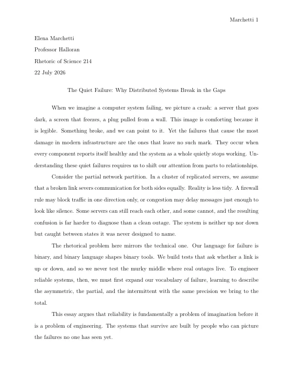 Compiled first page of the Academic Essay template