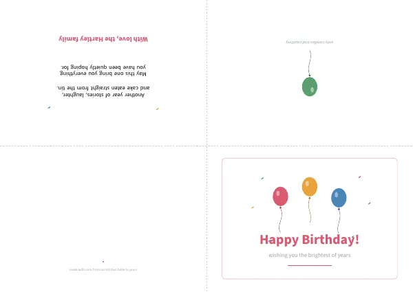 Compiled first page of the Greeting Card template