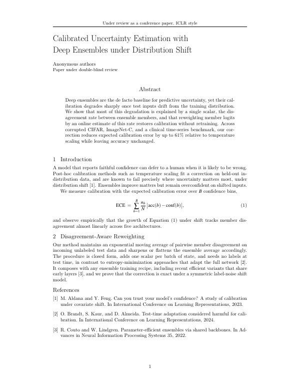 Compiled first page of the ICLR Style Preprint template