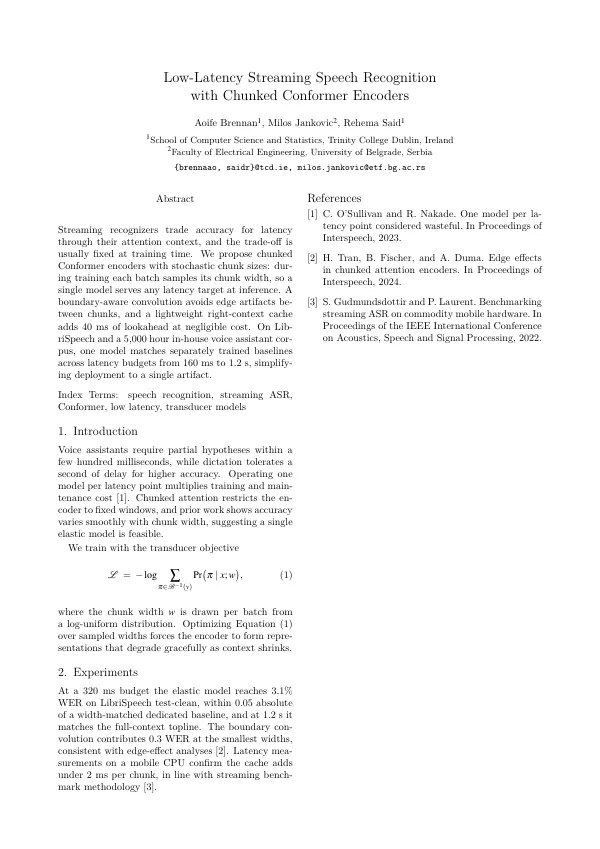 Compiled first page of the Interspeech Style Paper template