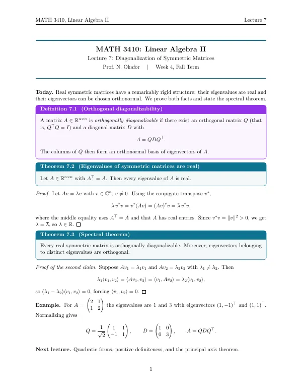 Compiled first page of the Lecture Notes template