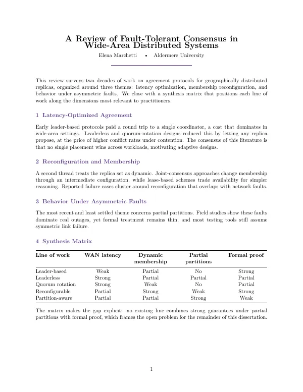Compiled first page of the Literature Review template