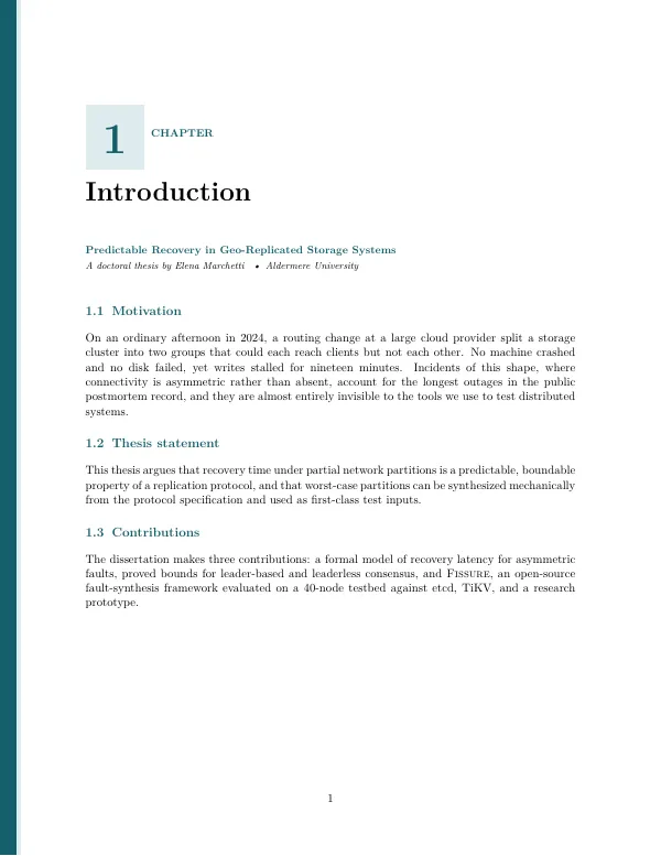 Compiled first page of the PhD Thesis (Modern) template