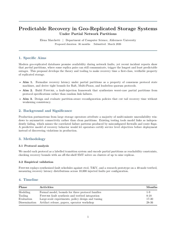 Compiled first page of the Research Proposal template