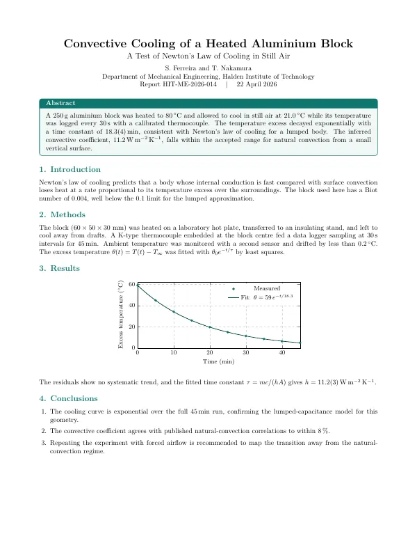 Compiled first page of the Scientific Report template