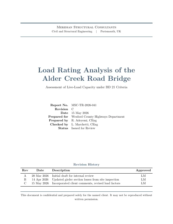 Compiled first page of the Technical Report template