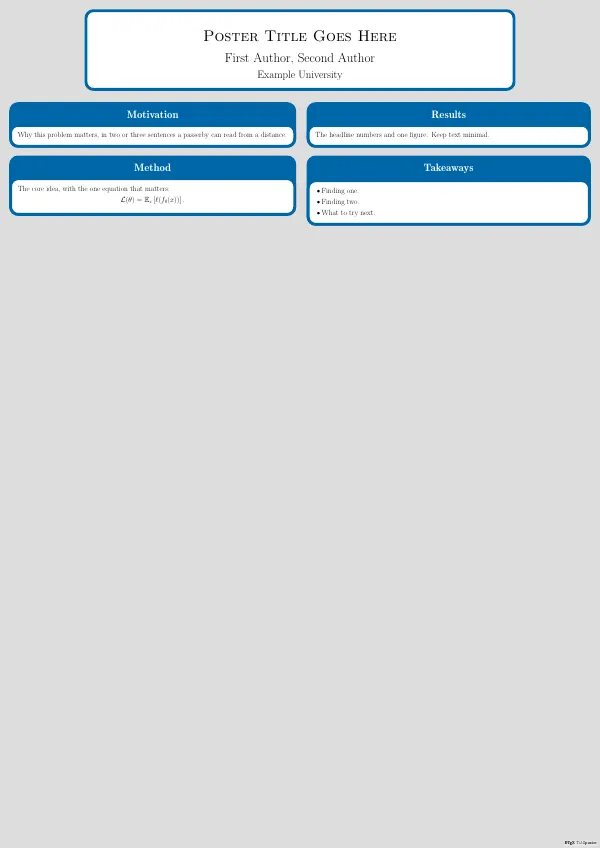 Compiled first page of the Research Poster (portrait) template