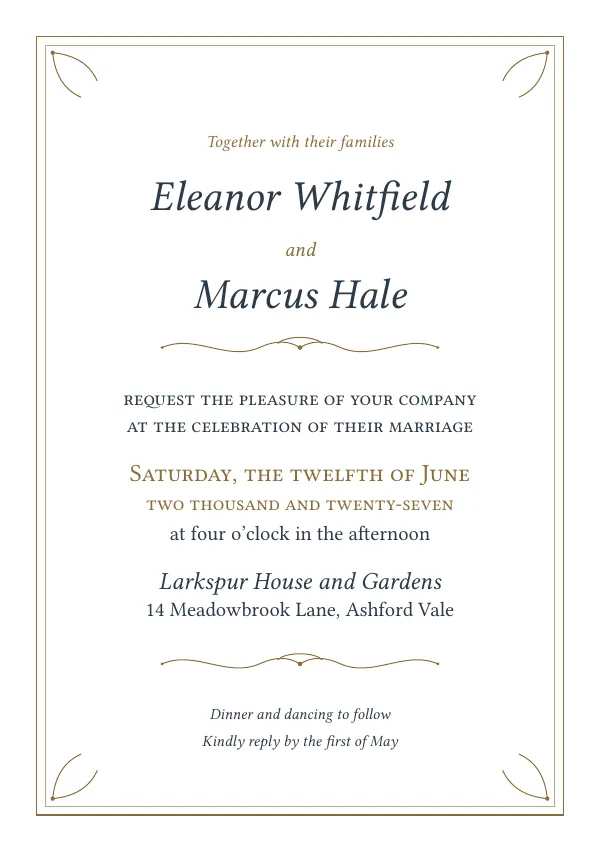 Compiled first page of the Wedding Invitation template