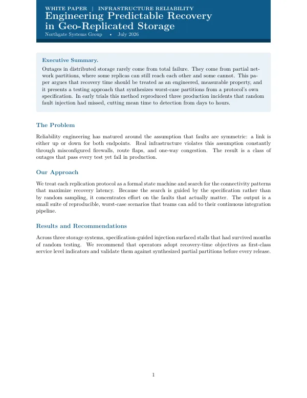 Compiled first page of the White Paper template